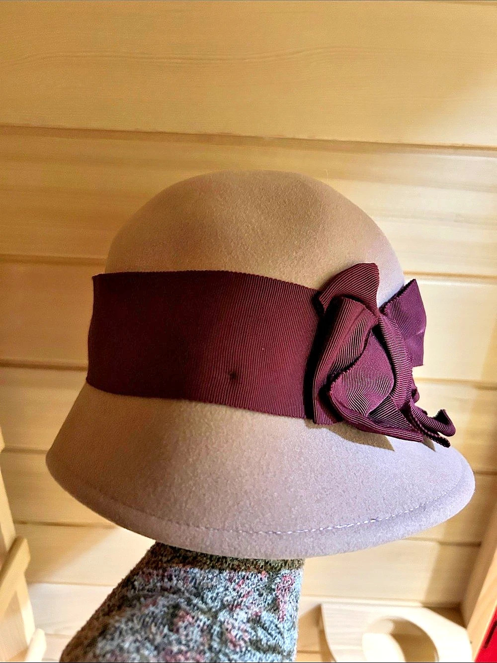 Salmagundi Pink Wool Bow Hat Size Medium